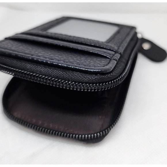 Black Mini Credit Card Case - Multi Card Slot Card Holder Wallet with ID Window - Picture 5 of 14